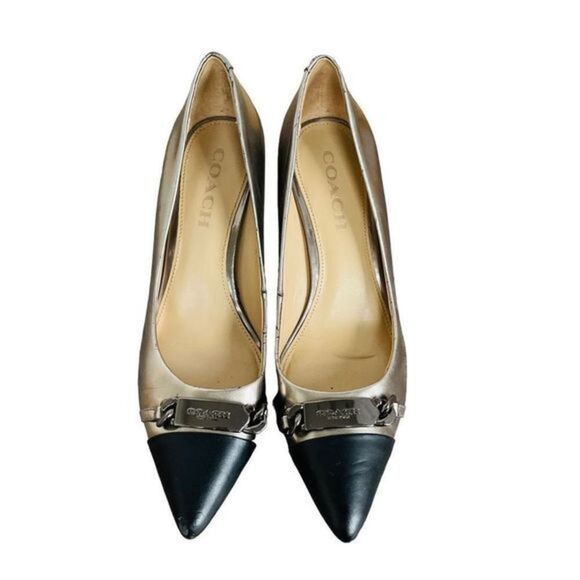 COACH Bowery Gunmetal Pointed Toe Heels - Picture 6 of 15